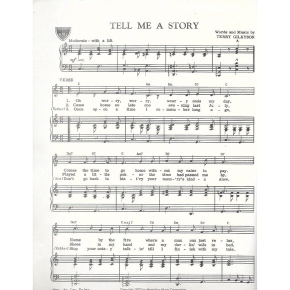 Tell Me A Story Sheet Music 1953 Terry Gilkyson Frankie Laine Boyd - Picture 3 of 3